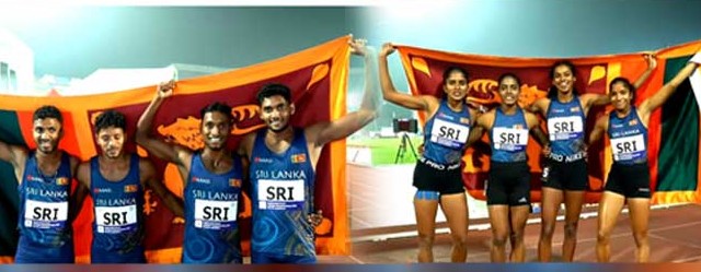 දකුණු ආසියානු මලල ක්රීඩා ශූරතාවලියේ මීටර 4×100 සහාය දිවීම කාන්තා හා පිරිමි රන් පදක්කම් ශ්රී ලංකාවට