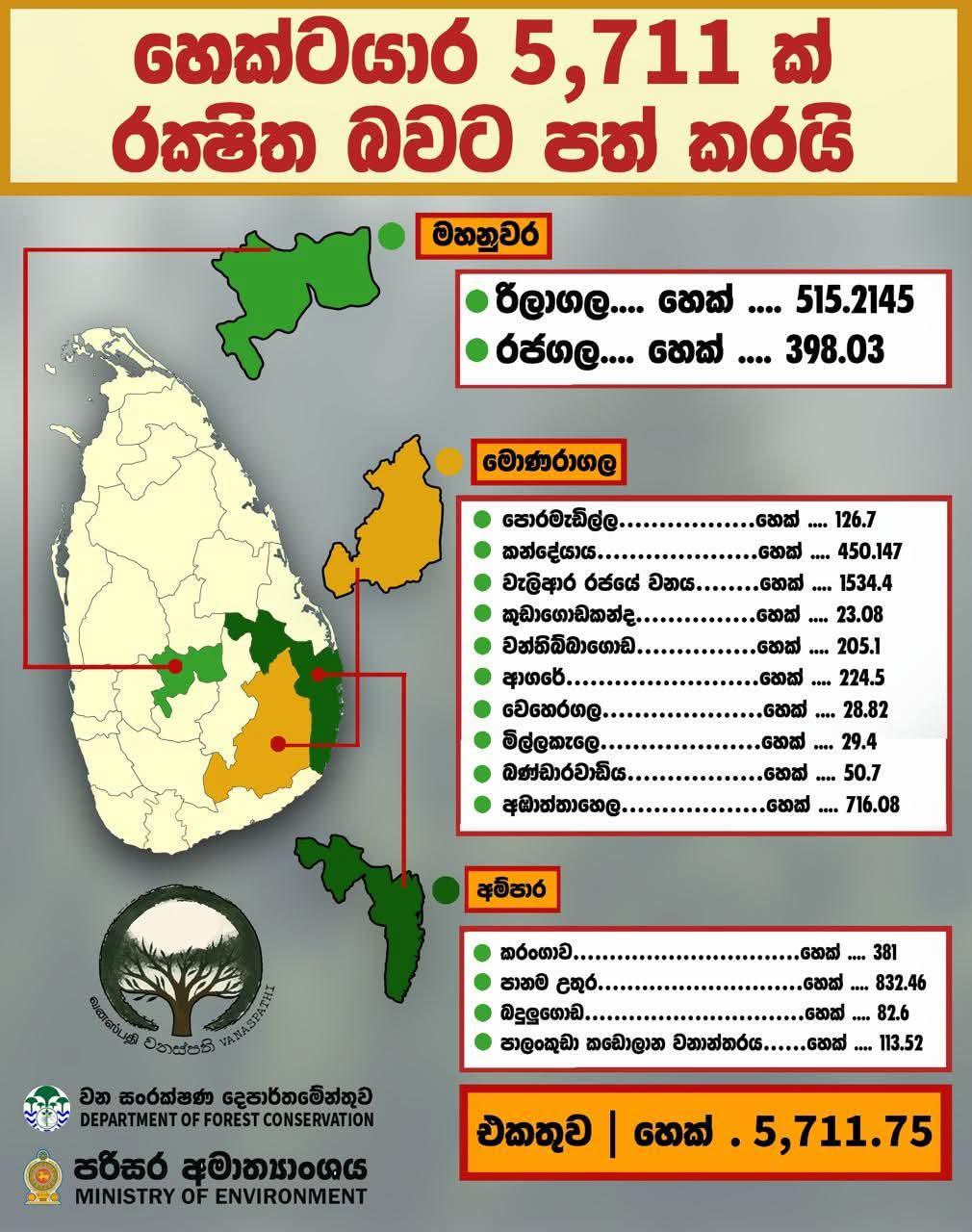 “වනස්පති” යටතේ වනාන්තර 16ක් රක්ෂිත ලෙස ගැසට් කරයි