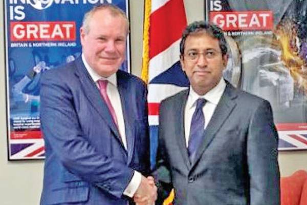 Harsha discusses bilateral trade with UK Minister